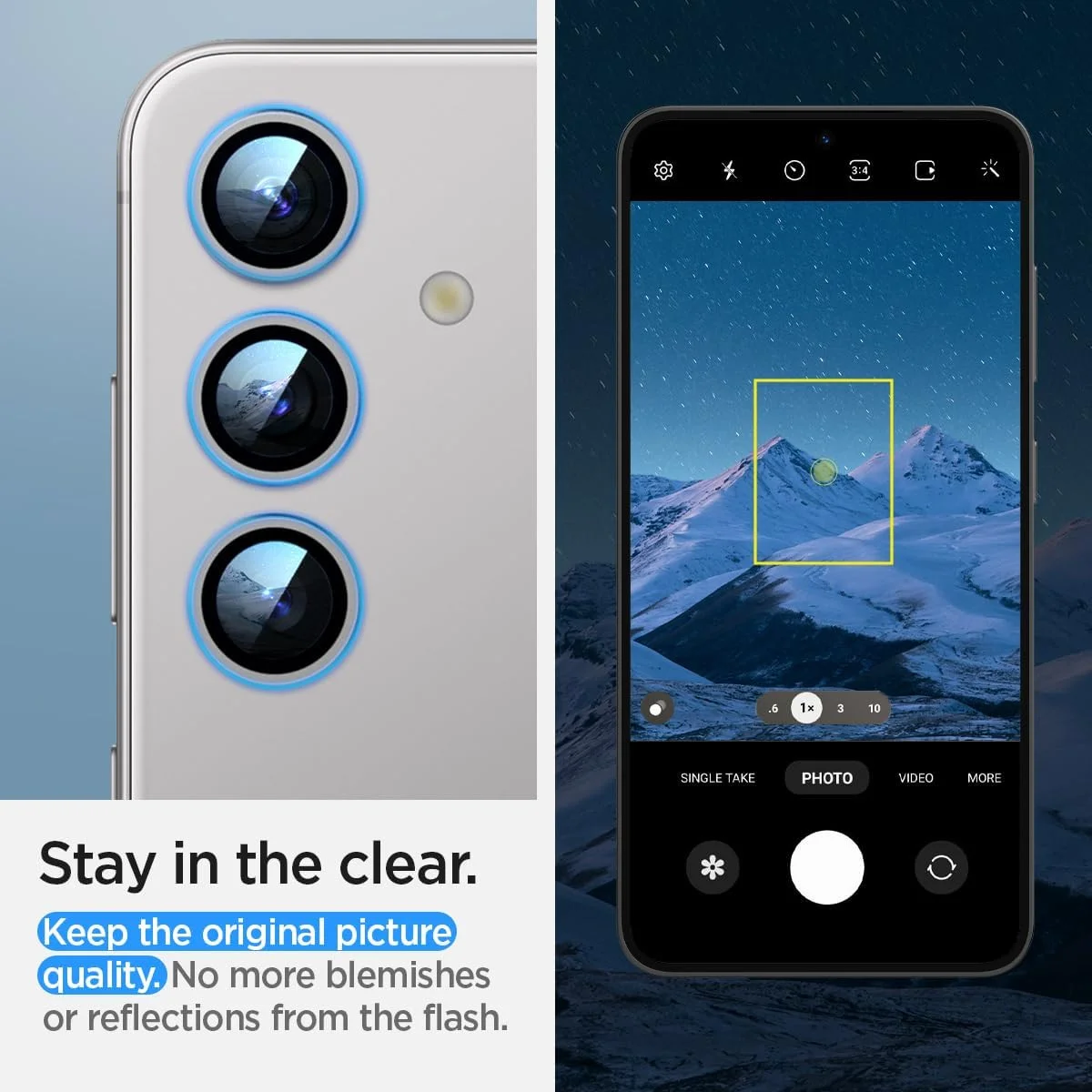 Spigen Optik Pro Samsung S24 Camera Protector Glas 2-Pack Grijs afbeelding 5