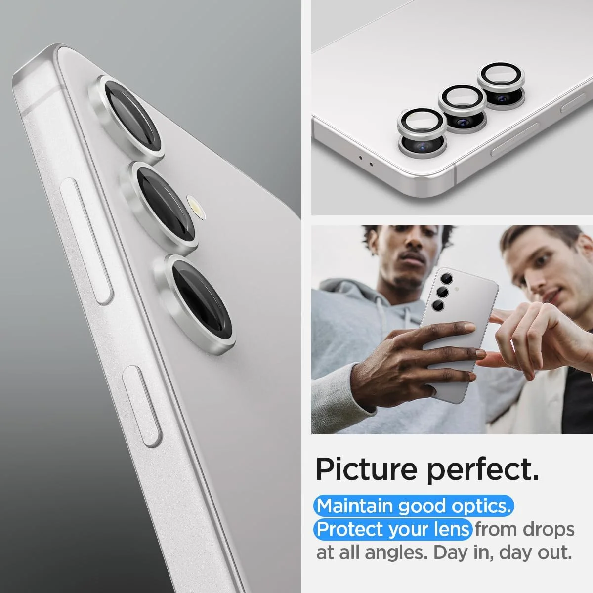 Spigen Optik Pro Samsung S24 Camera Protector Glas 2-Pack Grijs afbeelding 4
