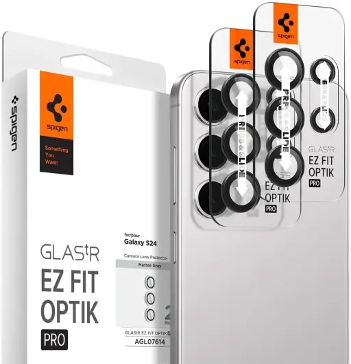 Spigen Optik Pro Samsung S24 Camera Protector Glas 2-Pack Grijs afbeelding 1