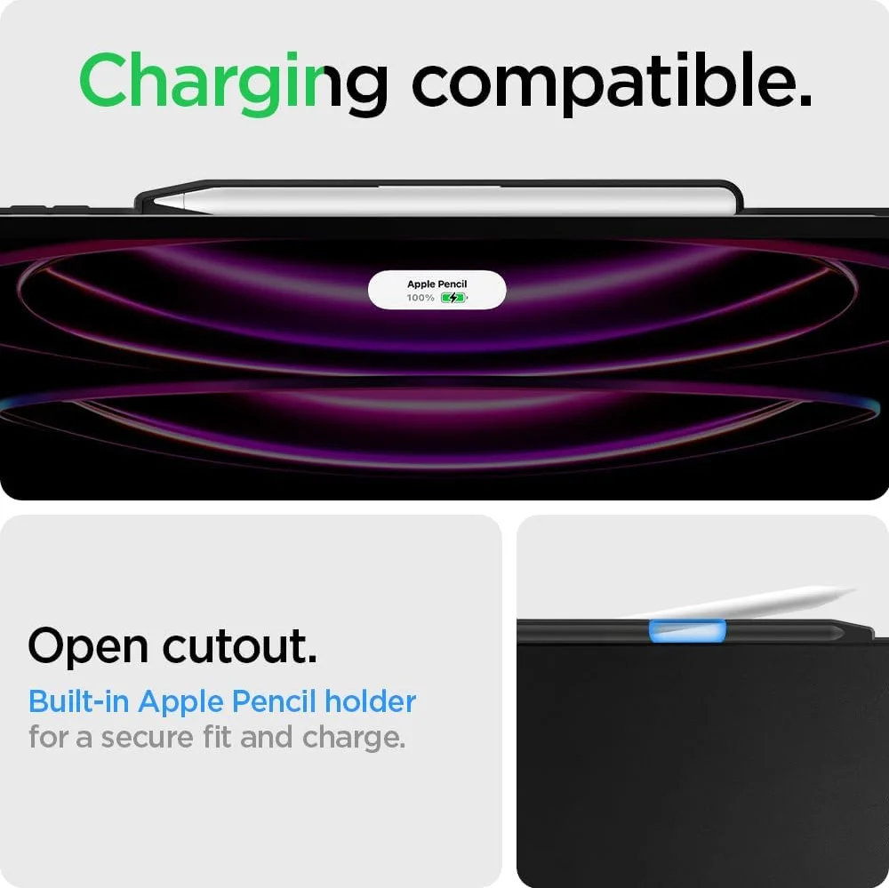 Spigen Thin Fit Pro iPad Pro 12.9 (2022/2021) Hoes Back Cover Zwart afbeelding 6