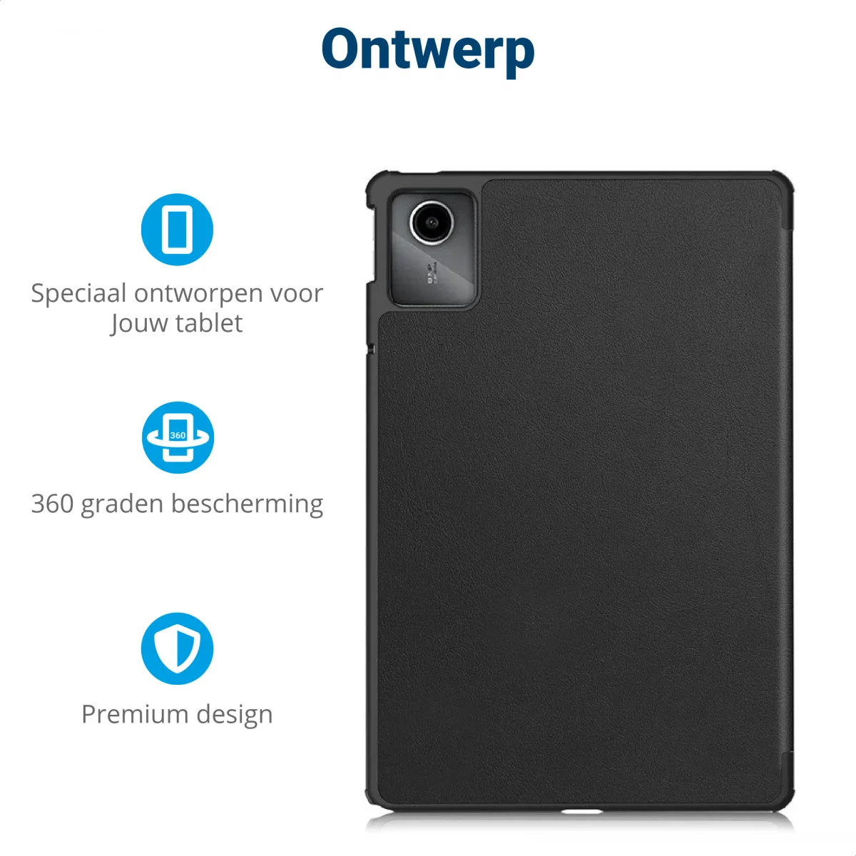 Lenovo Tab M11 / K11 Hoes Tri-Fold Book Case met Standaard Zwart afbeelding 3