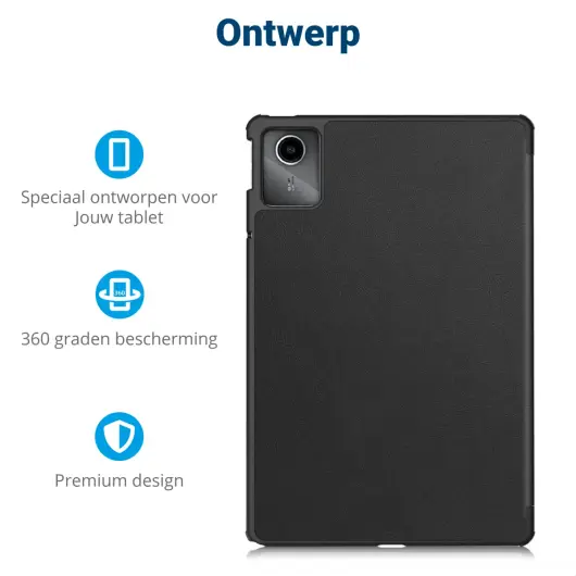 Lenovo Tab M11 / K11 Hoes Tri-Fold Book Case met Standaard Zwart afbeelding 3