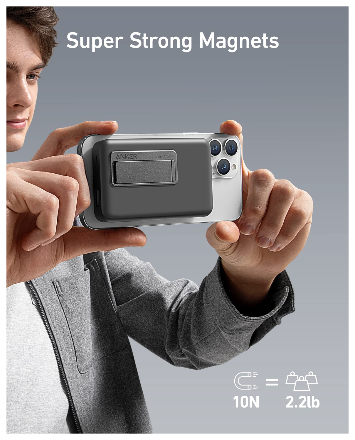 Anker MagGo QI2 / MagSafe Powerbank met 27W USB-C Poort 10.000 mAh Zwart afbeelding 4