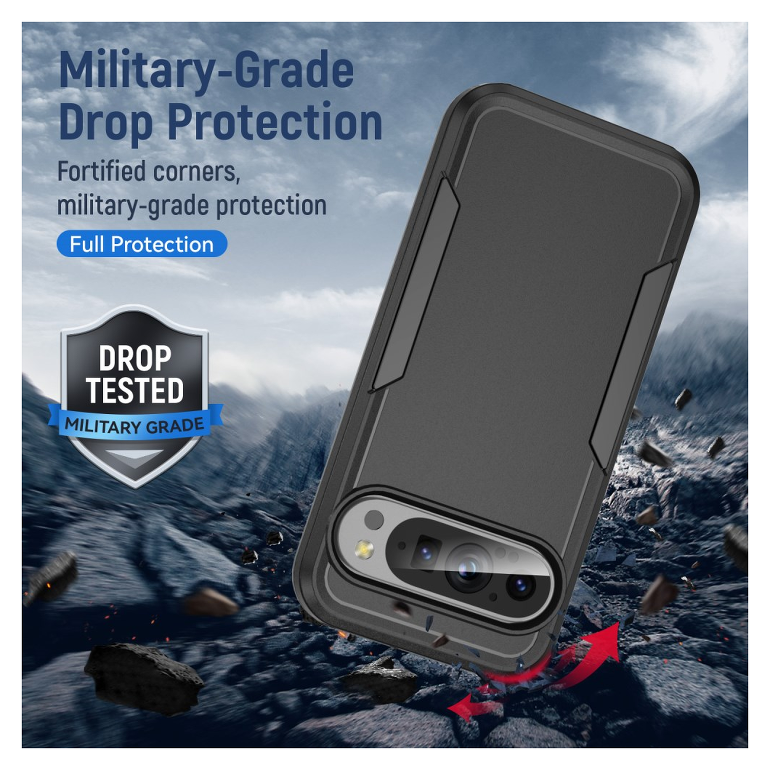 Google Pixel 9 / 9 Pro Hoesje Schokbestendige Hardcase Back Cover Zwart afbeelding 2