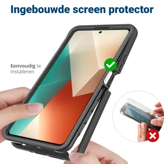 Xiaomi Redmi Note 13 5G Hoesje Full Protect 360° Cover Hybride Zwart afbeelding 7