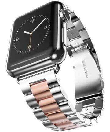Apple Watch 45MM / 44MM / 42MM Bandje Schakelband Roestvrij Staal Zilver Roze Bandjes