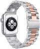 Apple Watch 45MM / 44MM / 42MM Bandje Schakelband Roestvrij Staal Zilver Roze