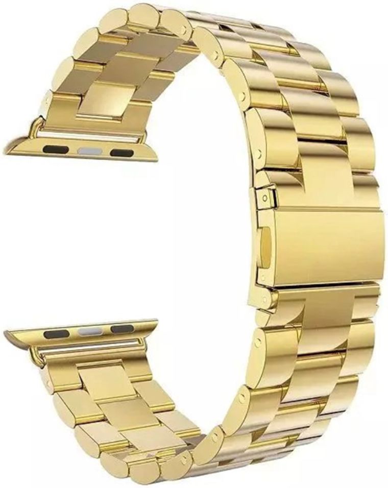 Apple Watch 45MM / 44MM / 42MM Bandje Schakelband Roestvrij Staal Goud afbeelding 5