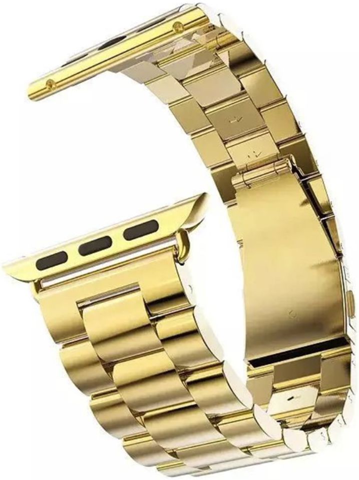 Apple Watch 45MM / 44MM / 42MM Bandje Schakelband Roestvrij Staal Goud afbeelding 2