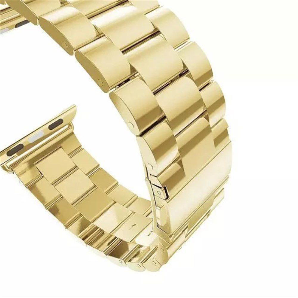 Apple Watch 45MM / 44MM / 42MM Bandje Schakelband Roestvrij Staal Goud afbeelding 6