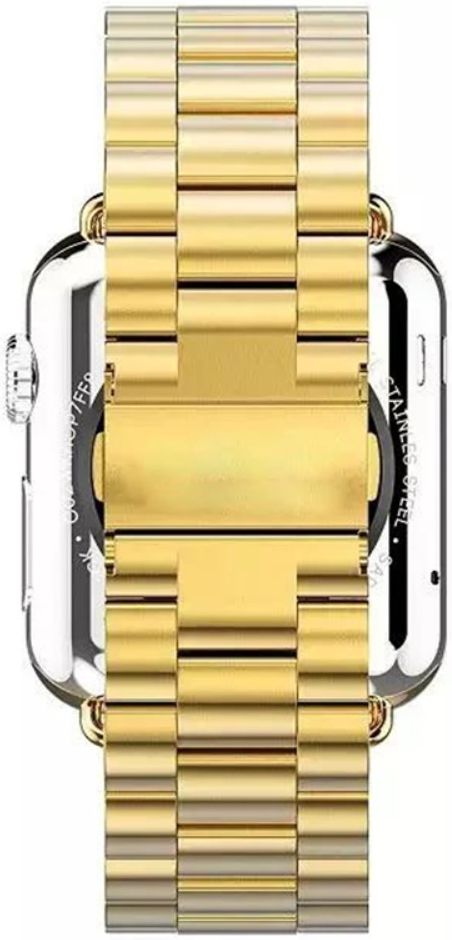 Apple Watch 45MM / 44MM / 42MM Bandje Schakelband Roestvrij Staal Goud afbeelding 3