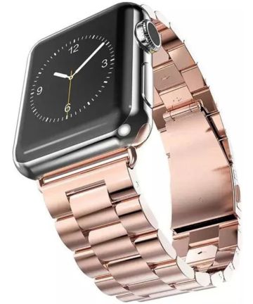Apple Watch 44MM / 42MM Bandje Schakelband Roestvrij Staal Roze Goud Bandjes