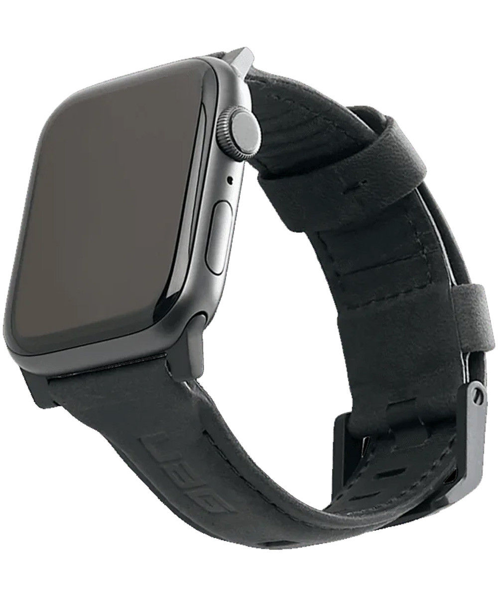 Urban Armor Gear Leather Apple Watch 45MM / 44MM / 42MM Bandje Zwart afbeelding 1