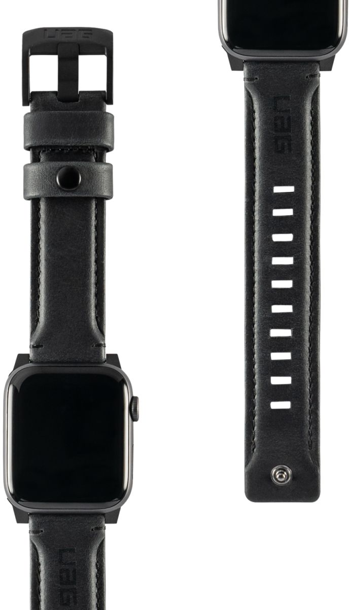 Urban Armor Gear Leather Apple Watch 45MM / 44MM / 42MM Bandje Zwart afbeelding 2