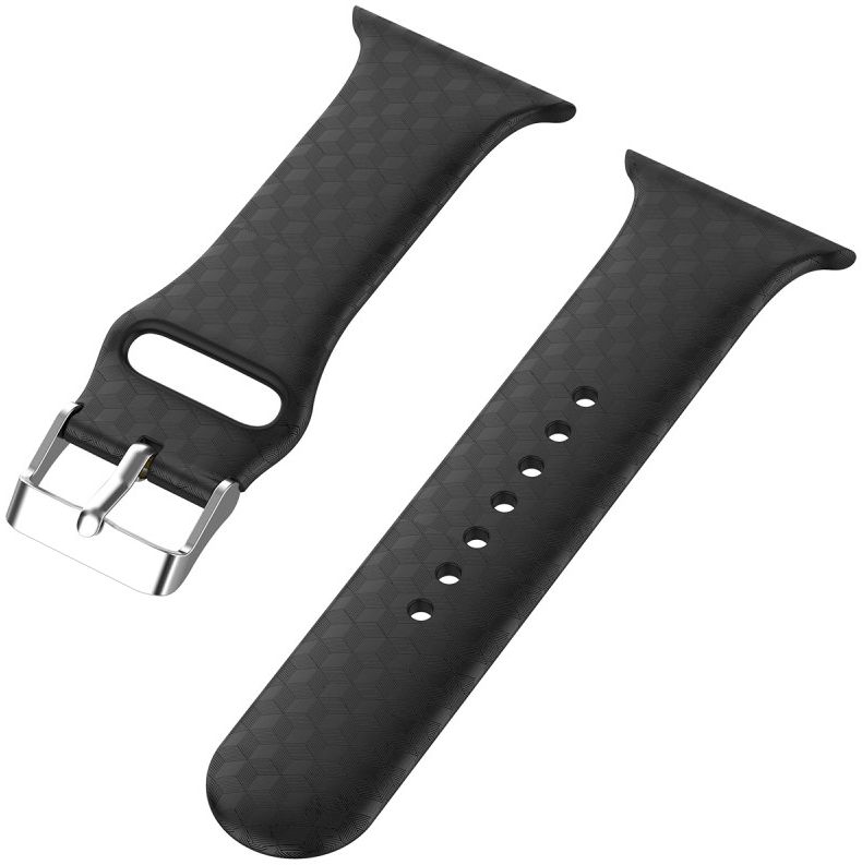 Apple Watch 45MM / 44MM / 42MM Bandje Siliconen met 3D Diamant Textuur Zwart afbeelding 5