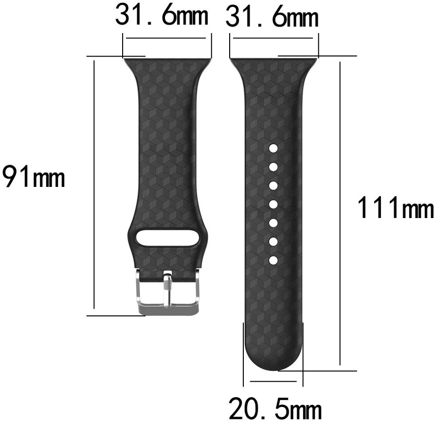 Apple Watch 45MM / 44MM / 42MM Bandje Siliconen met 3D Diamant Textuur Zwart afbeelding 6