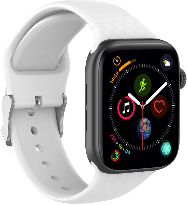 Apple Watch 45MM / 44MM / 42MM Bandje Siliconen met 3D Diamant Textuur Wit afbeelding 3