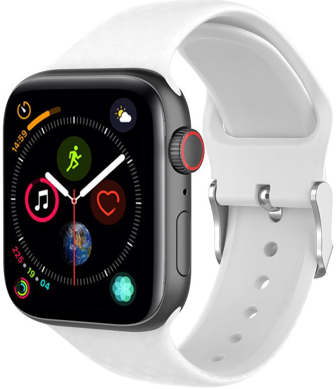 Apple Watch 45MM / 44MM / 42MM Bandje Siliconen met 3D Diamant Textuur Wit afbeelding 1