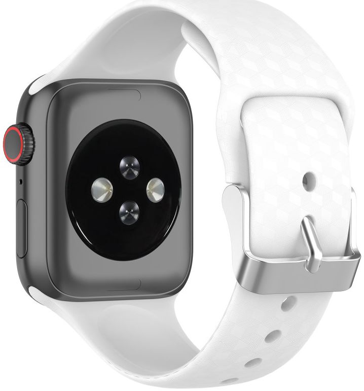Apple Watch 45MM / 44MM / 42MM Bandje Siliconen met 3D Diamant Textuur Wit afbeelding 2