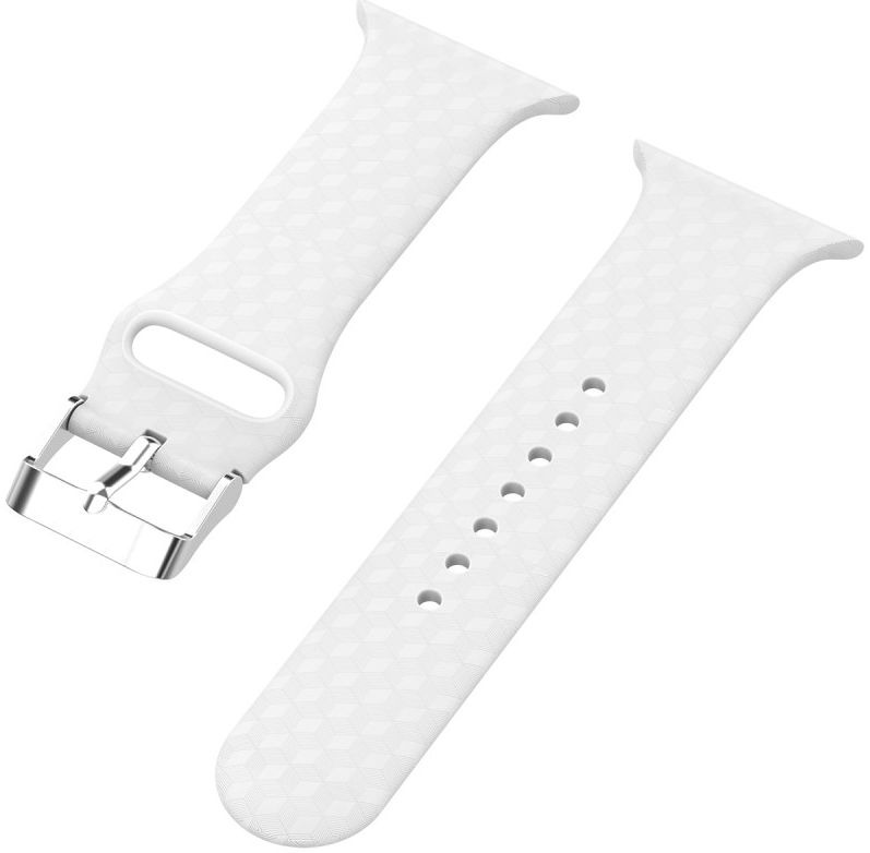 Apple Watch 45MM / 44MM / 42MM Bandje Siliconen met 3D Diamant Textuur Wit afbeelding 5