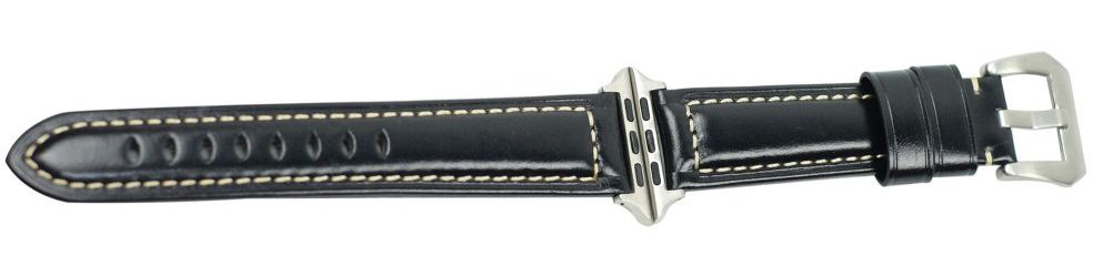 Apple Watch 45MM / 44MM / 42MM Bandje Duurzaam Echt Split Leer Zwart afbeelding 5