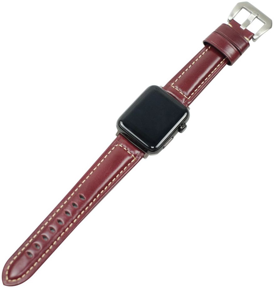 Apple Watch 45MM / 44MM / 42MM Bandje Duurzaam Echt Split Leer Rood afbeelding 1
