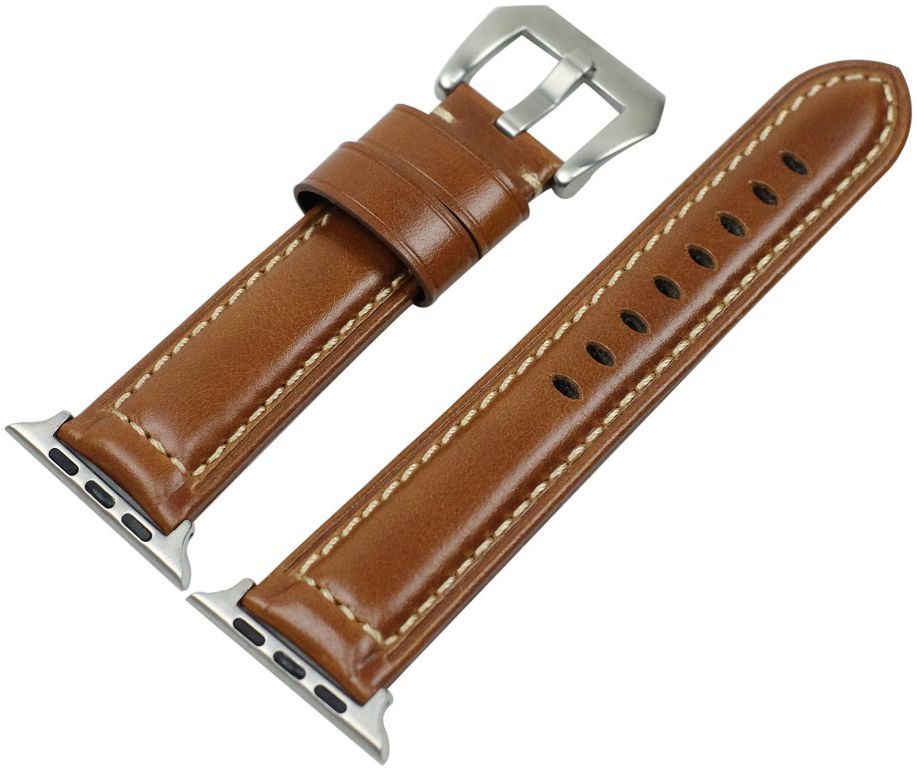 Apple Watch 45MM / 44MM / 42MM Bandje Duurzaam Echt Split Leer Bruin afbeelding 2