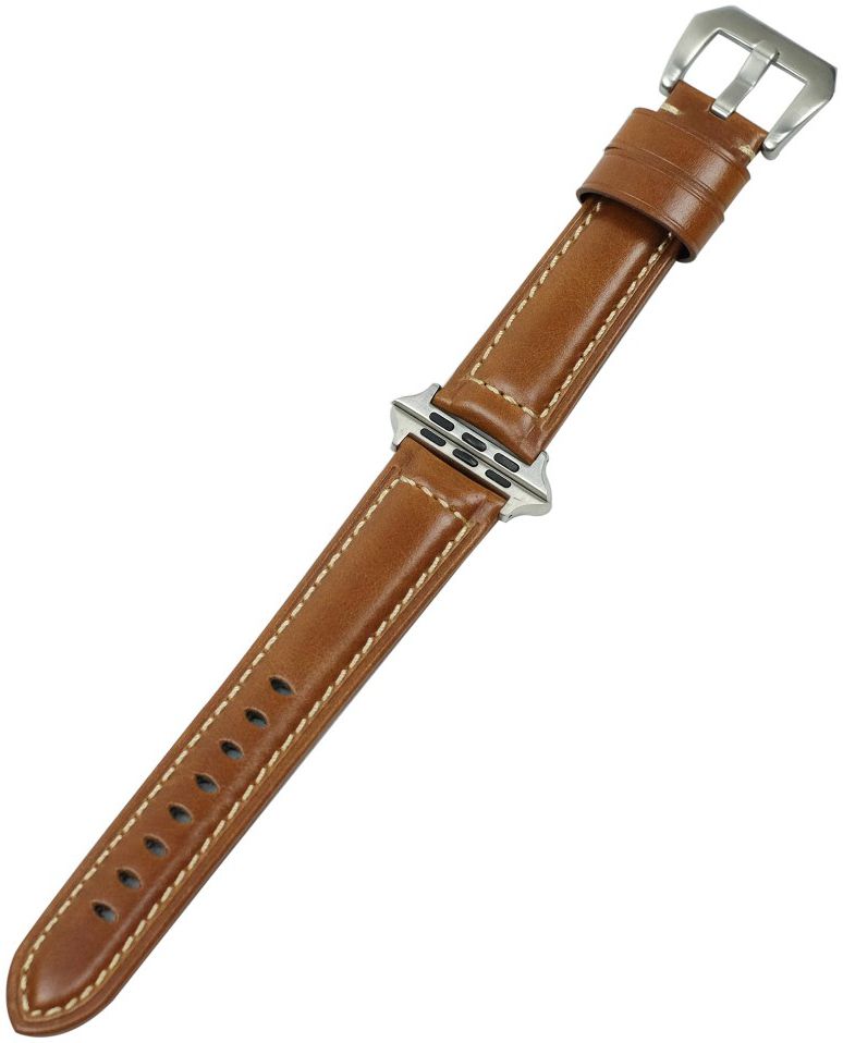 Apple Watch 45MM / 44MM / 42MM Bandje Duurzaam Echt Split Leer Bruin afbeelding 4