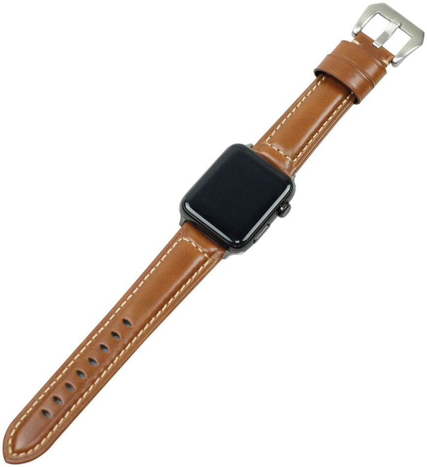 Apple Watch 45MM / 44MM / 42MM Bandje Duurzaam Echt Split Leer Bruin afbeelding 1