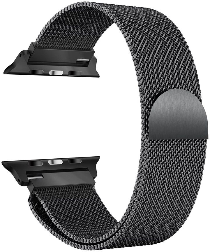 Geschikt voor Apple Watch 45MM / 44MM / 42MM Bandje Milanese RVS Zwart afbeelding 3