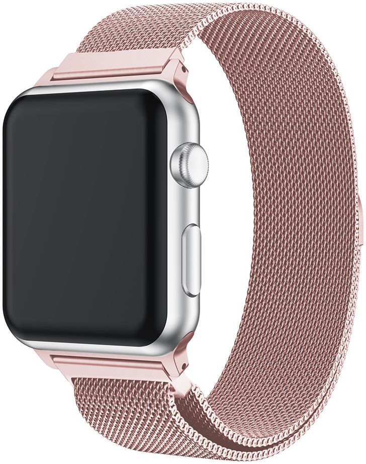 Geschikt voor Apple Watch 45MM / 44MM / 42MM Bandje Milanese RVS Roze afbeelding 1