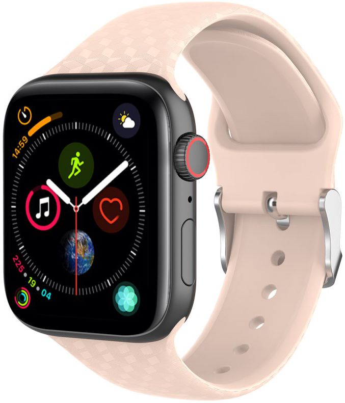 Apple Watch 41MM / 40MM / 38MM Bandje Siliconen met 3D Diamant Textuur Roze afbeelding 1