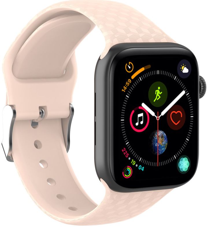 Apple Watch 41MM / 40MM / 38MM Bandje Siliconen met 3D Diamant Textuur Roze afbeelding 3