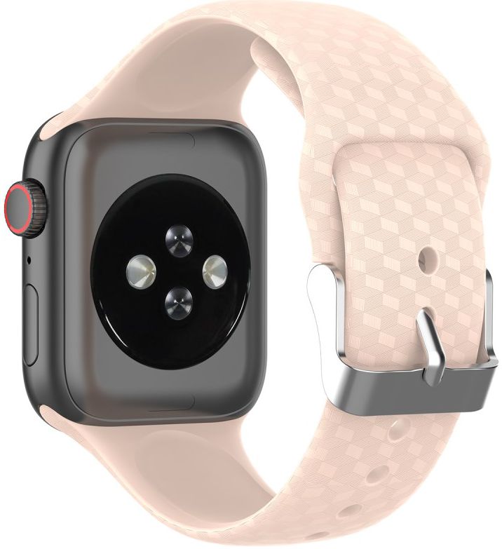 Apple Watch 41MM / 40MM / 38MM Bandje Siliconen met 3D Diamant Textuur Roze afbeelding 2