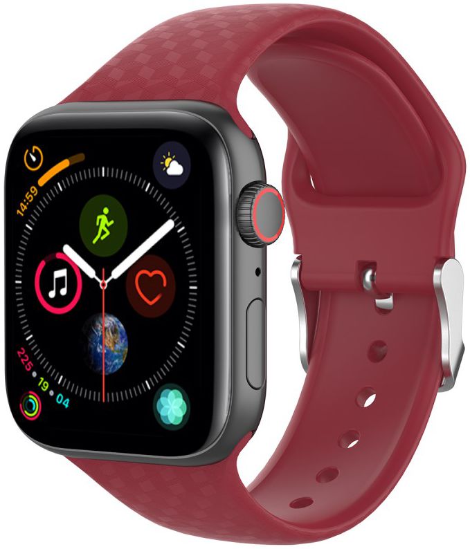 Apple Watch 41MM / 40MM / 38MM Bandje Siliconen met 3D Diamant Textuur Rood afbeelding 1