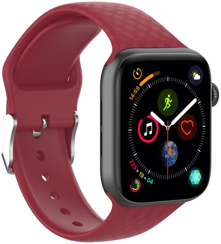 Apple Watch 41MM / 40MM / 38MM Bandje Siliconen met 3D Diamant Textuur Rood afbeelding 3