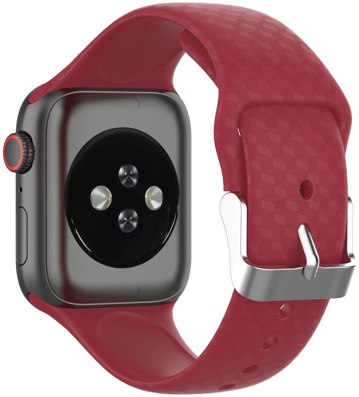 Apple Watch 41MM / 40MM / 38MM Bandje Siliconen met 3D Diamant Textuur Rood afbeelding 2