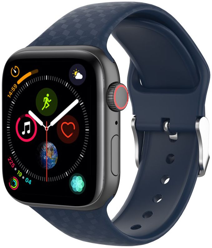 Apple Watch 41MM / 40MM / 38MM Bandje Siliconen met 3D Diamant Textuur Blauw afbeelding 1