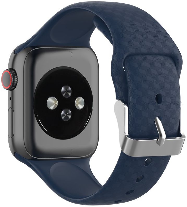 Apple Watch 41MM / 40MM / 38MM Bandje Siliconen met 3D Diamant Textuur Blauw afbeelding 2