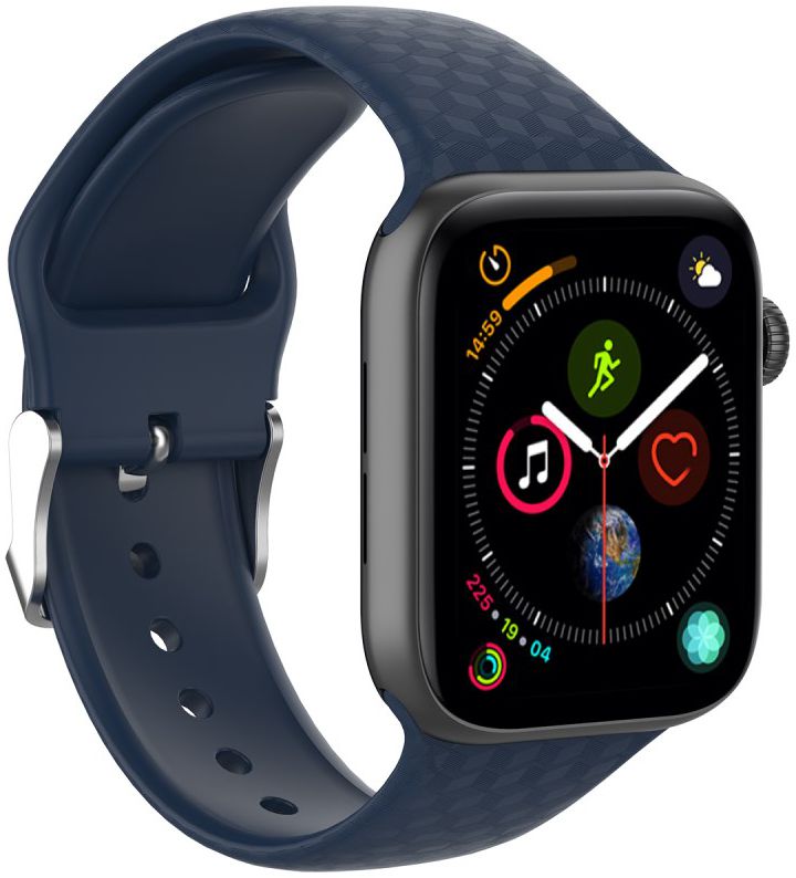 Apple Watch 41MM / 40MM / 38MM Bandje Siliconen met 3D Diamant Textuur Blauw afbeelding 3