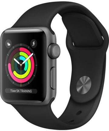 Apple Watch 1-9/SE 41/40/38MM Bandje Siliconen Drukknoop Zwart Bandjes