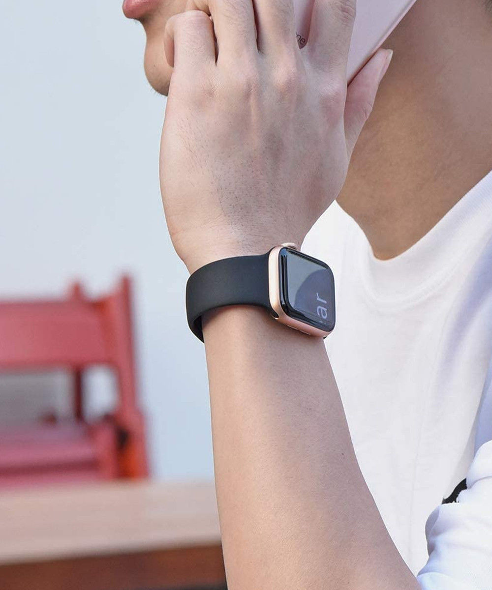 Apple Watch 1-9/SE 41/40/38MM Bandje Siliconen Drukknoop Zwart afbeelding 3