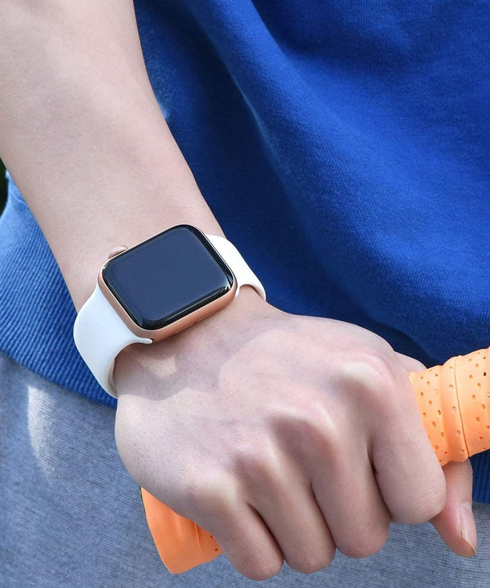 Apple Watch 41MM / 40MM / 38MM Bandje Siliconen met Drukknoop Sluiting Wit afbeelding 3
