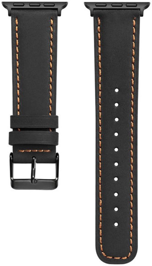 Apple Watch 41MM / 40MM / 38MM Bandje Echt Leer met Crackle Textuur Zwart afbeelding 4