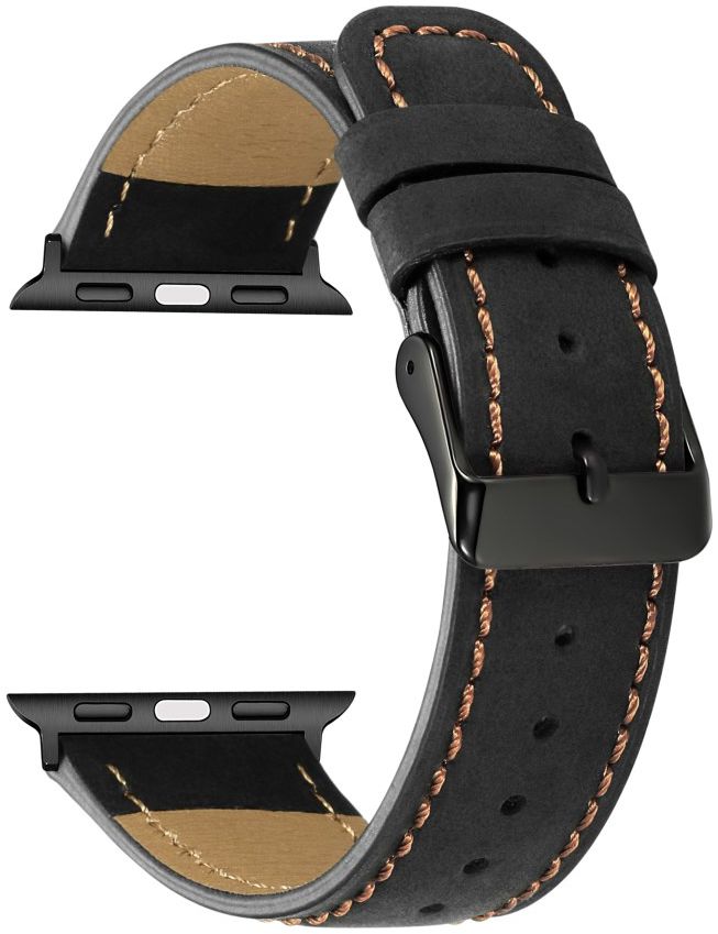 Apple Watch 41MM / 40MM / 38MM Bandje Echt Leer met Crackle Textuur Zwart afbeelding 3