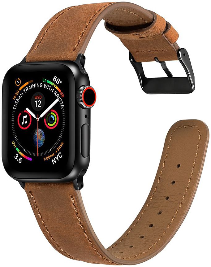 Apple Watch 41MM / 40MM / 38MM Bandje Echt Leer met Crackle Textuur Bruin afbeelding 1