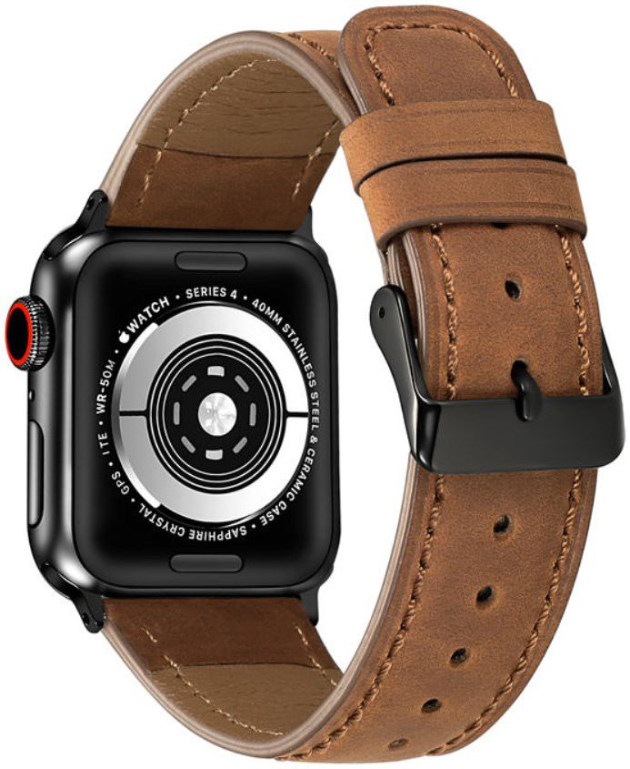Apple Watch 41MM / 40MM / 38MM Bandje Echt Leer met Crackle Textuur Bruin afbeelding 2
