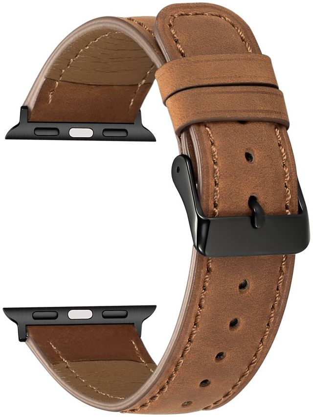Apple Watch 41MM / 40MM / 38MM Bandje Echt Leer met Crackle Textuur Bruin afbeelding 3