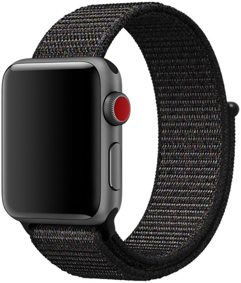 Apple Watch 45MM / 44MM / 42MM Bandje Nylon Klittenband Zwart afbeelding 1
