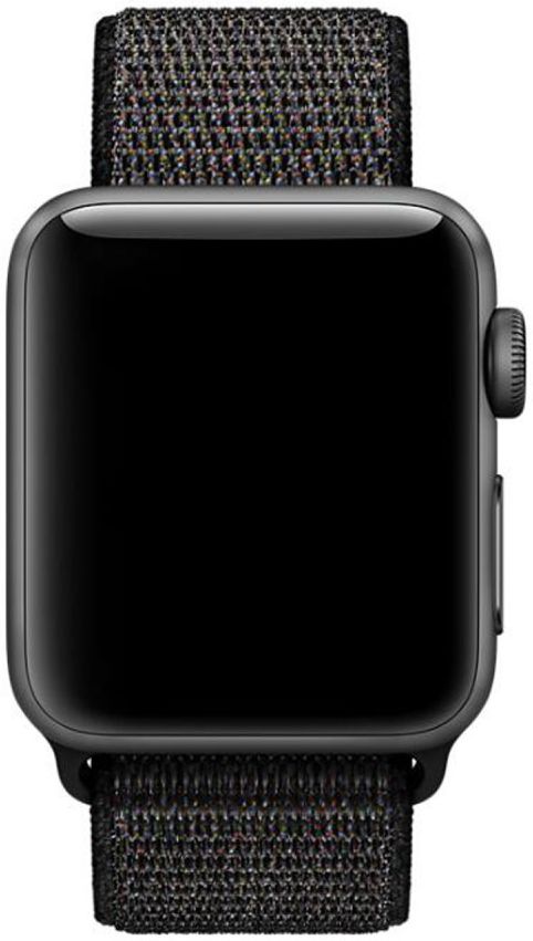 Apple Watch 45MM / 44MM / 42MM Bandje Nylon Klittenband Zwart afbeelding 2